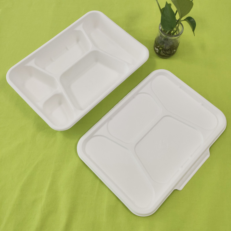 bagasse 5 ຖາດທີ່ມີຝາປິດ