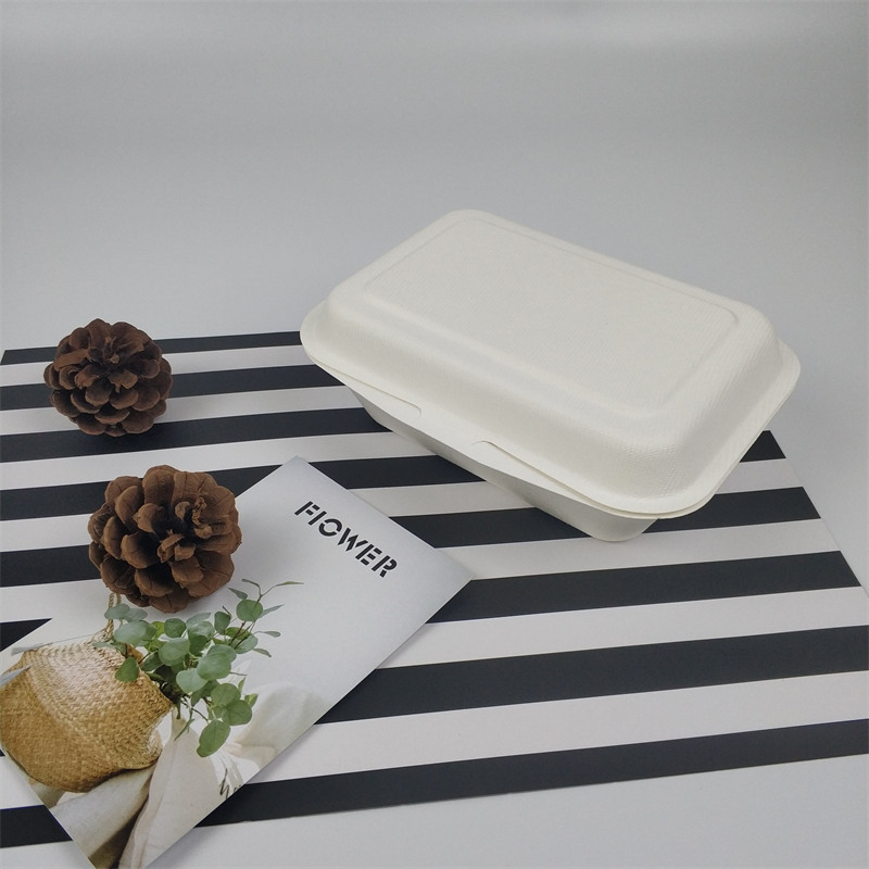 ກ່ອງອາຫານທ່ຽງ Bagasse Sugarcane Disposable Biodegradable 600-650ml