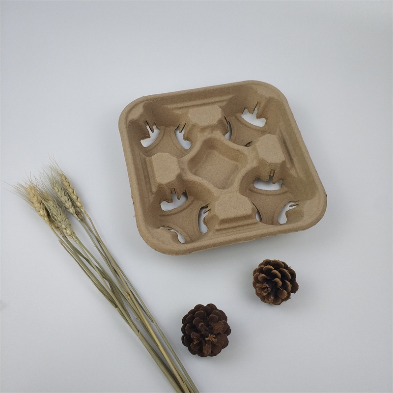 Paper Pulp Cup Carrier ສໍາລັບ 4 ຈອກ
