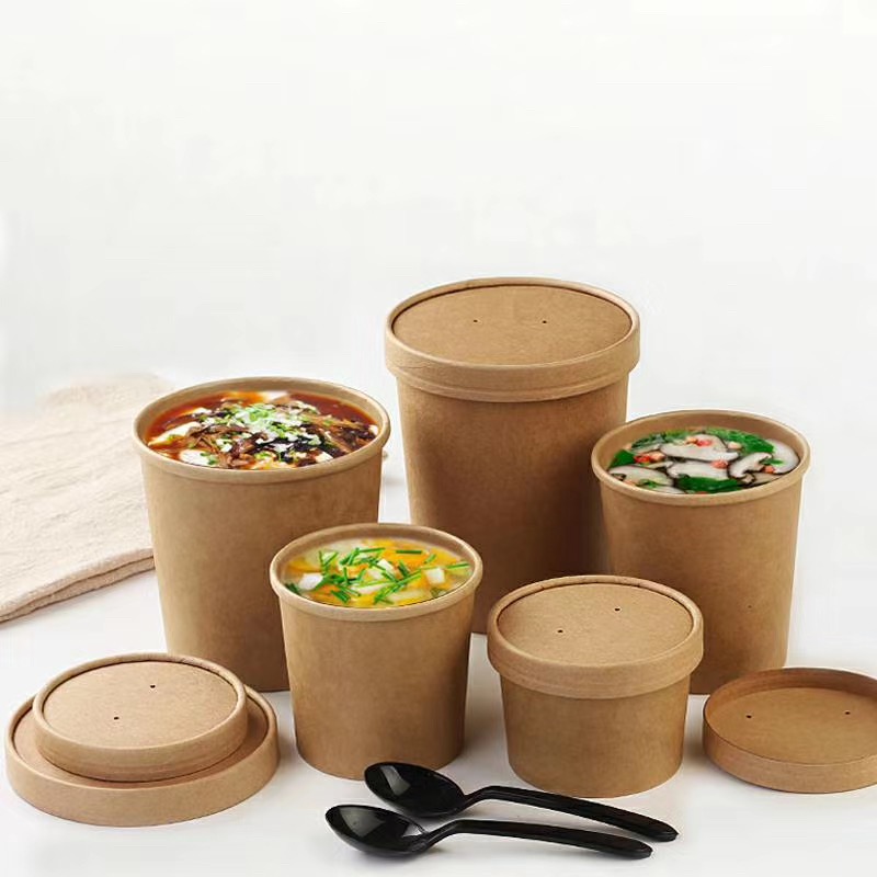 Regualr Kraft Paper Bowl With Paper Lid